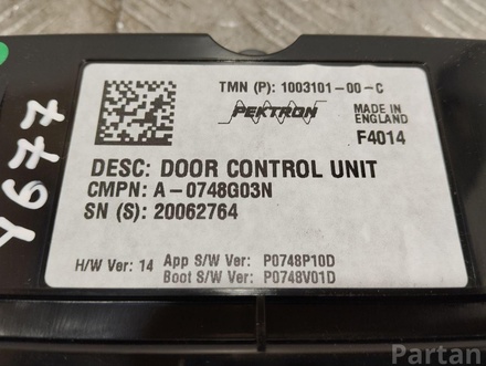 Tesla A0748G03N, 20062764, P0748P10D, P0748V01D MODEL S 2013 Unidad de control de puertas