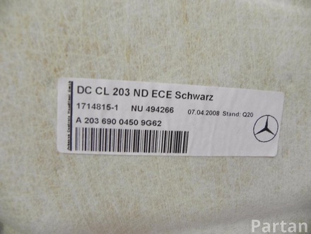 Mercedes-Benz A 203 690 0450 9G62 / A20369004509G62 CLC-CLASS (CL203) 2009 Tapicería de techo, cubierta